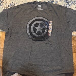 Disney Marvel Captain America Avengers Charcoal Shield Graphic Tee